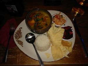 Butternut squash, potatoe and spinich curry at Thatch in Croyde