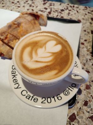 Caffe latte with oat at Flour Artisan Bakery in Seoul