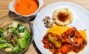 Chicken chop set with sweet potato soup and salad at Lian Xin - 莲芯膳坊 in Central Singapore