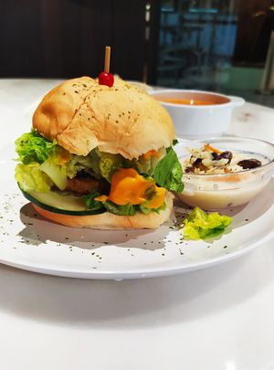 Western set - Mushroom Burger  at Lian Xin - 莲芯膳坊 in Central Singapore