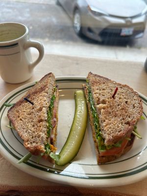 This sandwhich was good and I think the pickles were home made but not sure at Tandem Bakery & Cafe in Missoula