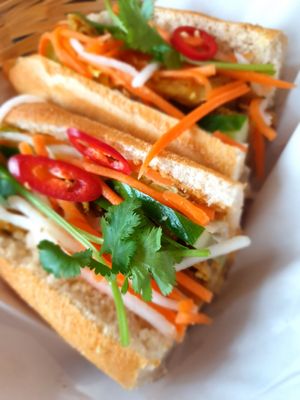 Vegan chicken with satay sauce baguette at BUDDHA TASTE in South East London