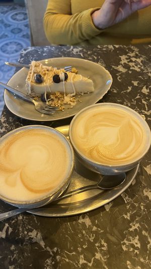 Cappucino & vegan/glutenfree cheesecake  at Bio Cafe Blütezeit in Vienna