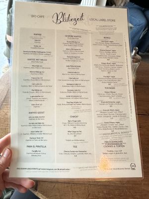 Menu  at Bio Cafe Blütezeit in Vienna