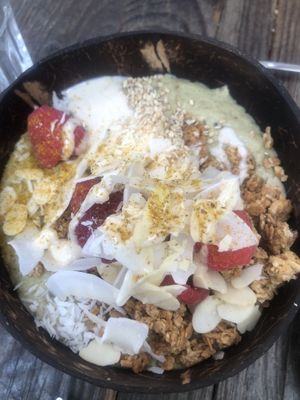 warm Matcha porridge 🥣   at Bio Cafe Blütezeit in Vienna