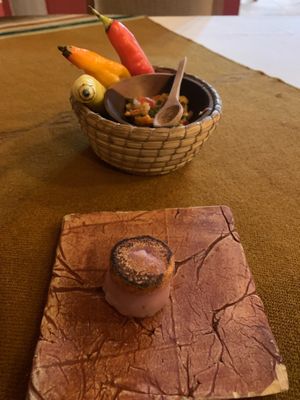 Course 2 with fresh chili sauce. at Quitu in Quito