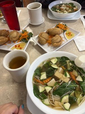 Tofu veg soups (large), pumpkin samosas   at Thai Orchid in Stroudsburg