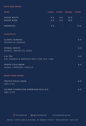 // A L C O H O L at Whisk in Pocklington