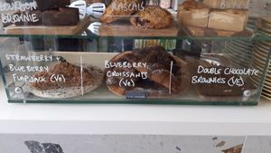 Well labelled vegan cake selection at Whisk in Pocklington