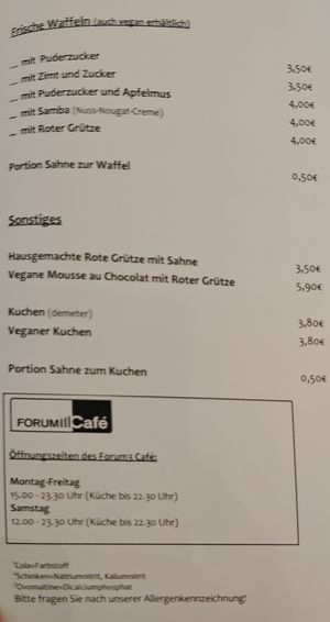 Menu waffles at Forum 3 in Stuttgart
