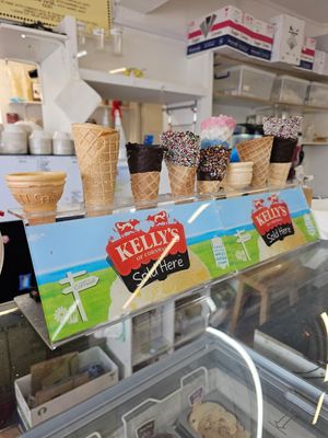 Selection of vegan cones. at Parade Stores in Perranporth