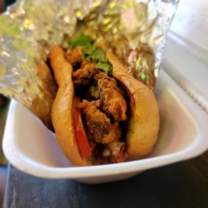 Oyster mushroom poboy at Oops All Vegan in Jackson