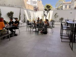 Back Outdoor seating  at Elysian Plant Based Kitchen Bar in Limassol