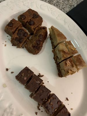 Brownie, carrot cake and peanut butter slice  at Elysian Plant Based Kitchen Bar in Limassol