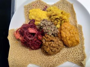 Vegan combo at Vegitopia in Brussels