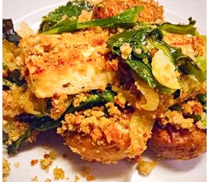 Tofu com Broa no forno / Baked Tofu with Bread at Vegan Details in Braga