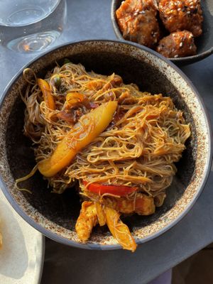 Singapore Noodles (good but quite spicy!)   at Dojo Asian Fusion in Berkhamsted