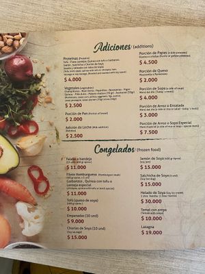 Menu page 15 of 19, February 2020 at VEGANO El Buen Alimento in Cali