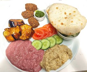 Falafel and aubergine dish at Nosh't in Heilbronn