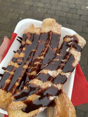 Vegan churros with chocolate sauce!😍  at Kernow Churros in Truro