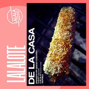 SALSA DE LA CASA, CUBIERTO EN QUESO VEGANO AHUMADO (TOFU) Y PAPRIKA, ASADO AL CARBÓN CON CHIMICHURRI. at Lalala Foods in Cali