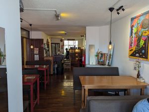 Indoor seating at Subs Sandwich Bar in Cotacachi