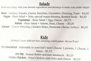 Menu as of February 2023, menu page 4 of 12 at Subs Sandwich Bar in Cotacachi