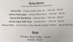 Menu as of February 2023, menu page 11 of 12 at Subs Sandwich Bar in Cotacachi