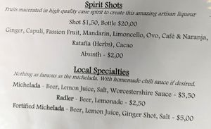 Menu as of February 2023, menu page 12 of 12 at Subs Sandwich Bar in Cotacachi