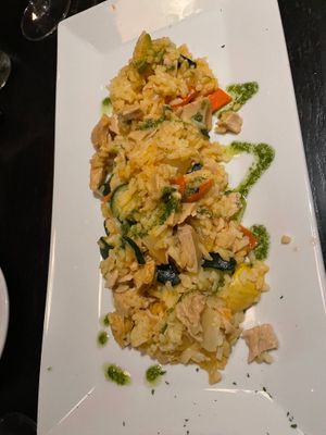 Risotto with "added soy chicken protein" just "thrown on" to the rice at Il Mulino in Fort Lauderdale