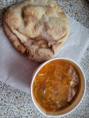 bean soup with warm bread at Panway in Craiova