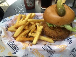 Mushroom vegan burger  at Varsity in Fremantle