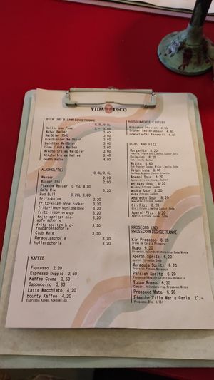 Getränkekarte at Vida Loco in Rosenheim