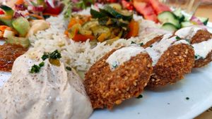 Falafel and hummos at Al Madina in Pisa