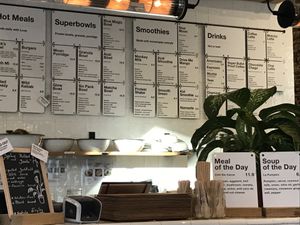 Het menu hangt aan de muur  at Wild & The Moon - Van Woustraat in Amsterdam