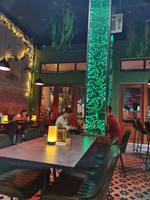 Interior, plenty of seating at The Vegan Table in Bangkok