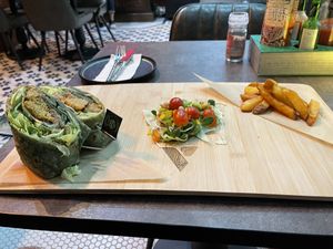 Cold chips with falafel   at The Vegan Table in Bangkok