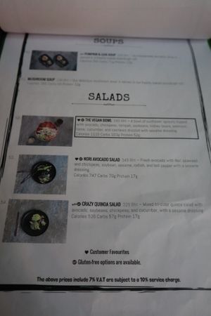 Menu part. at The Vegan Table in Bangkok