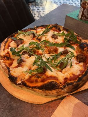 Sausage ruccola pizza   at The Vegan Table in Bangkok