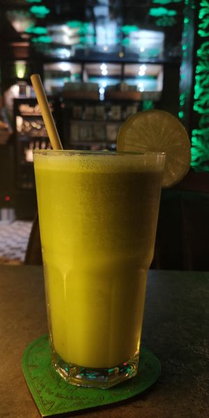 Apple celery kale turmeric lime juice at The Vegan Table in Bangkok