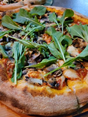 Truffle pizza at The Vegan Table in Bangkok