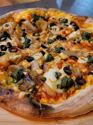 Mediterranean pizza at The Vegan Table in Bangkok