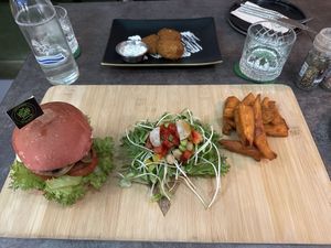 Vegan Beyond Burger and Chikin Nuggets  at The Vegan Table in Bangkok