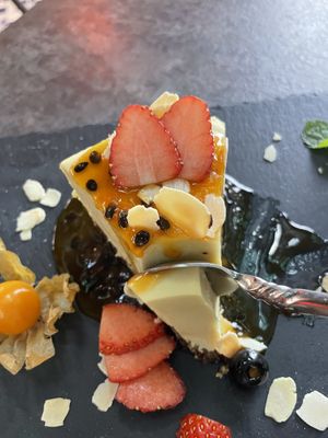 Cashew cheesecake - different toppings   at The Vegan Table in Bangkok