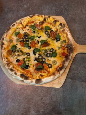 Mediterranean pizza at The Vegan Table in Bangkok