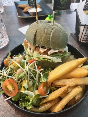 “Chicken” burger   at The Vegan Table in Bangkok