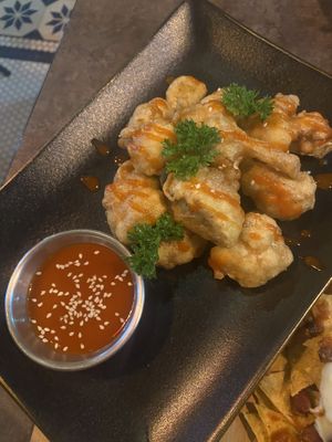 Cauliflower wings. Tasty    at The Vegan Table in Bangkok