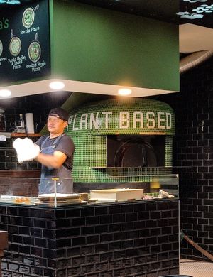 Hand tossed crust! at The Vegan Table in Bangkok