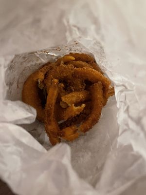 Side of onion rings   at Vegan Grill - St Marks in New York City