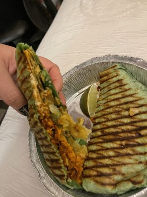 Inside crunch wrap   at Vegan Grill - St Marks in New York City